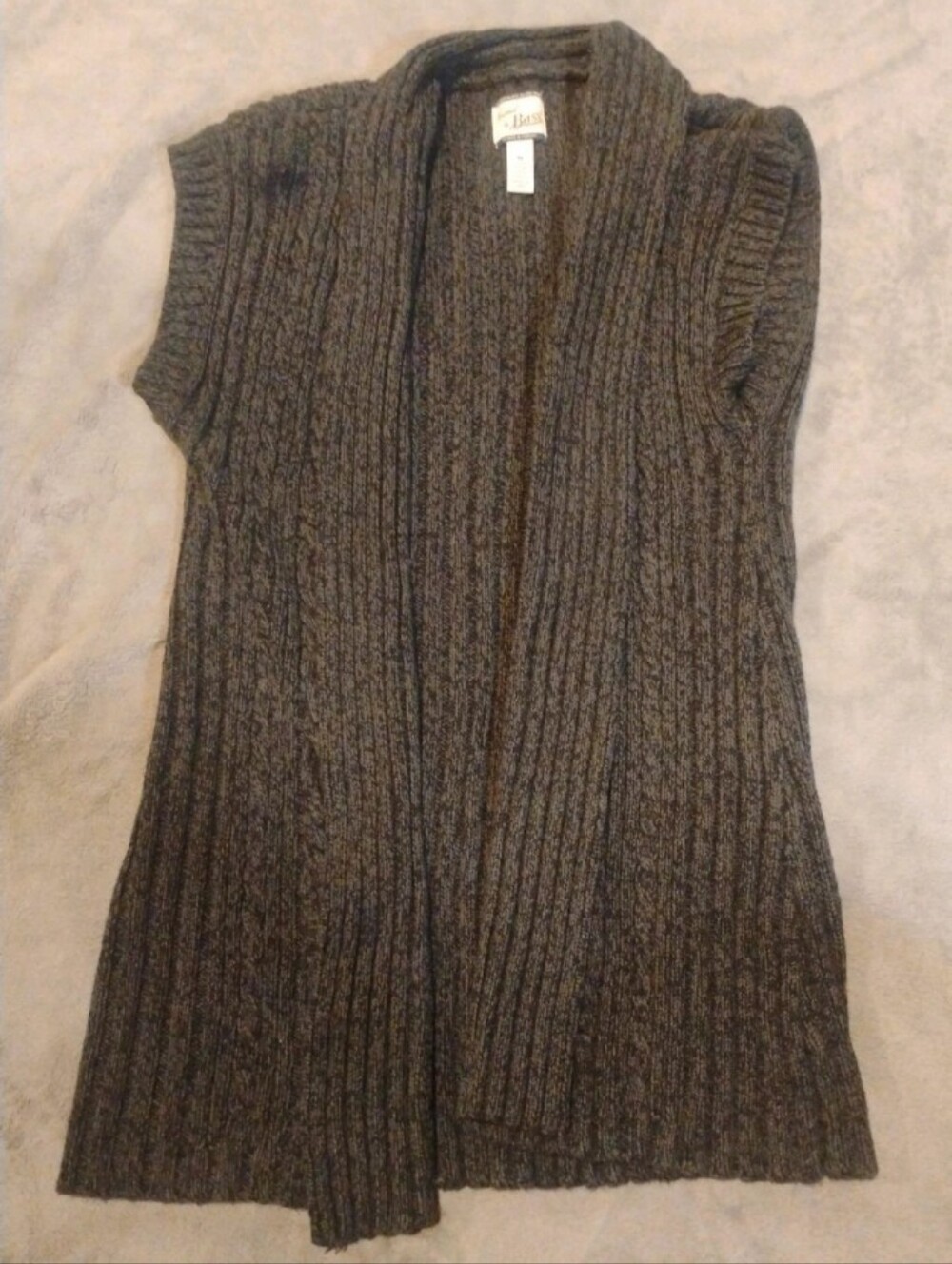 Knitted by Bass Ribbed Open Front Cardigan Vest Charcoal Gray - Medium